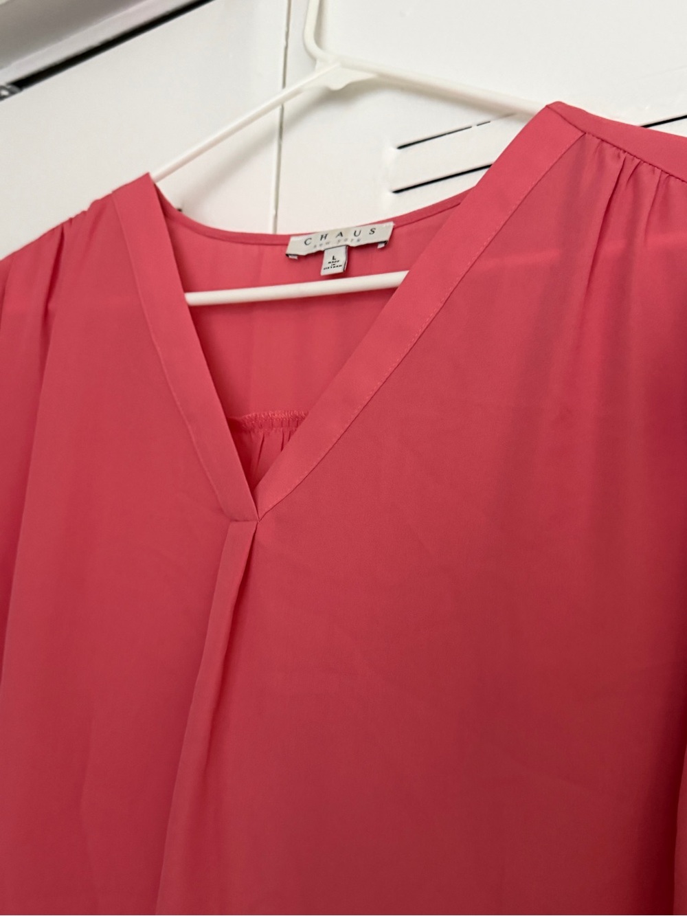 Set of 2-Chaus V-Neck Flutter Sleeve Blouse in Coral and Teal - Picture 8 of 9